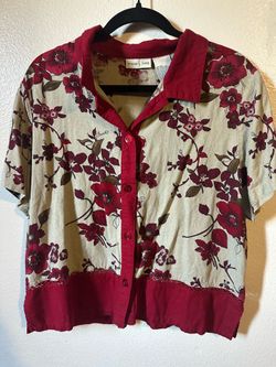 Red Flower button up