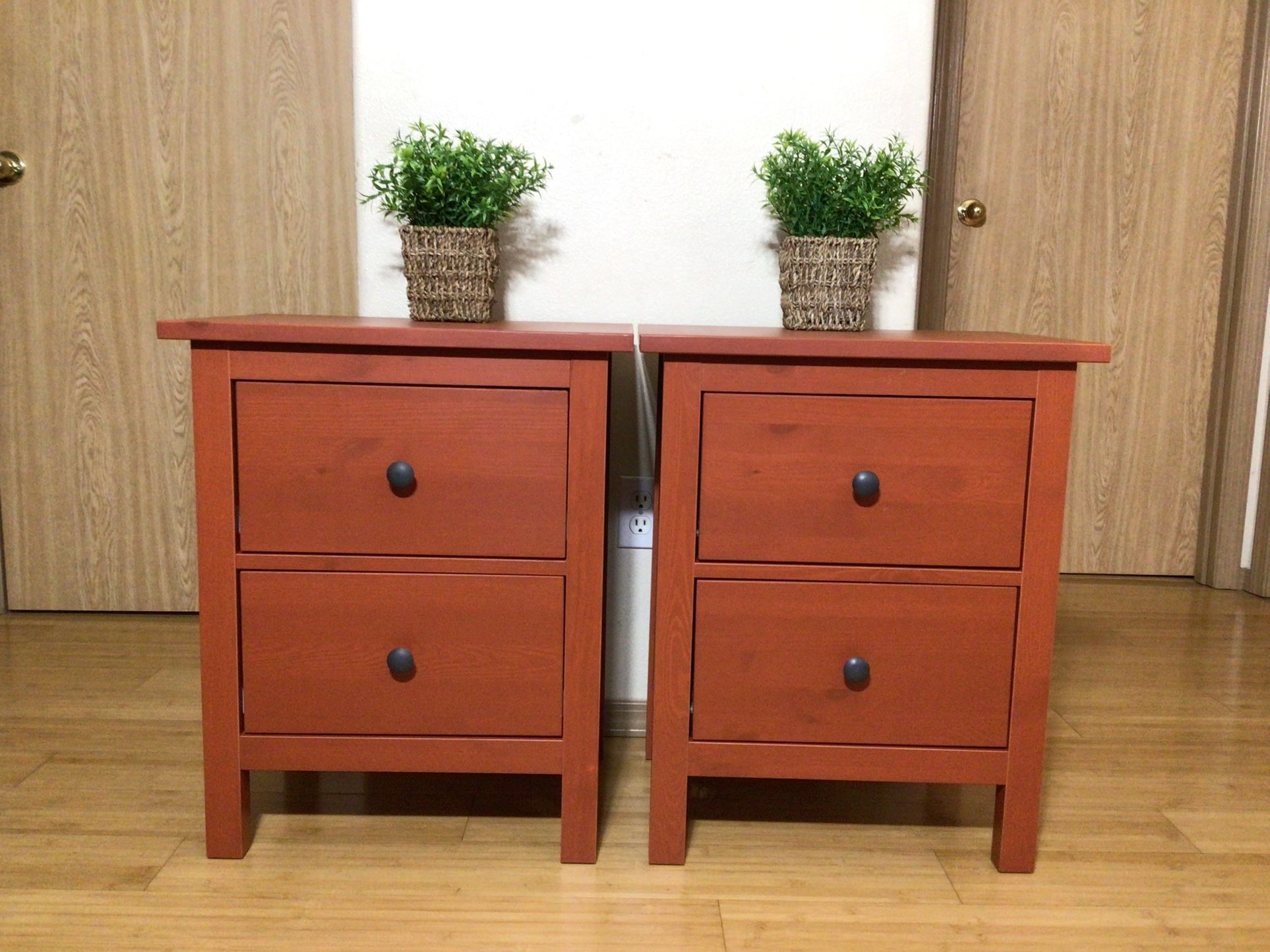 Rare Solid Wood Red Ikea Hemnes Two Drawers Nightstand. for Sale in  Portland, OR