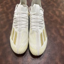 Mens  Authentic white and gold Adidas Adiziero football cleats Size 9.5  GX5100 (USED ONLY ONCE)