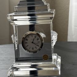 Authentic Versace by Rosenthal Medusa Treasury Lead Crystal Chimney Mantel Clock with paperwork