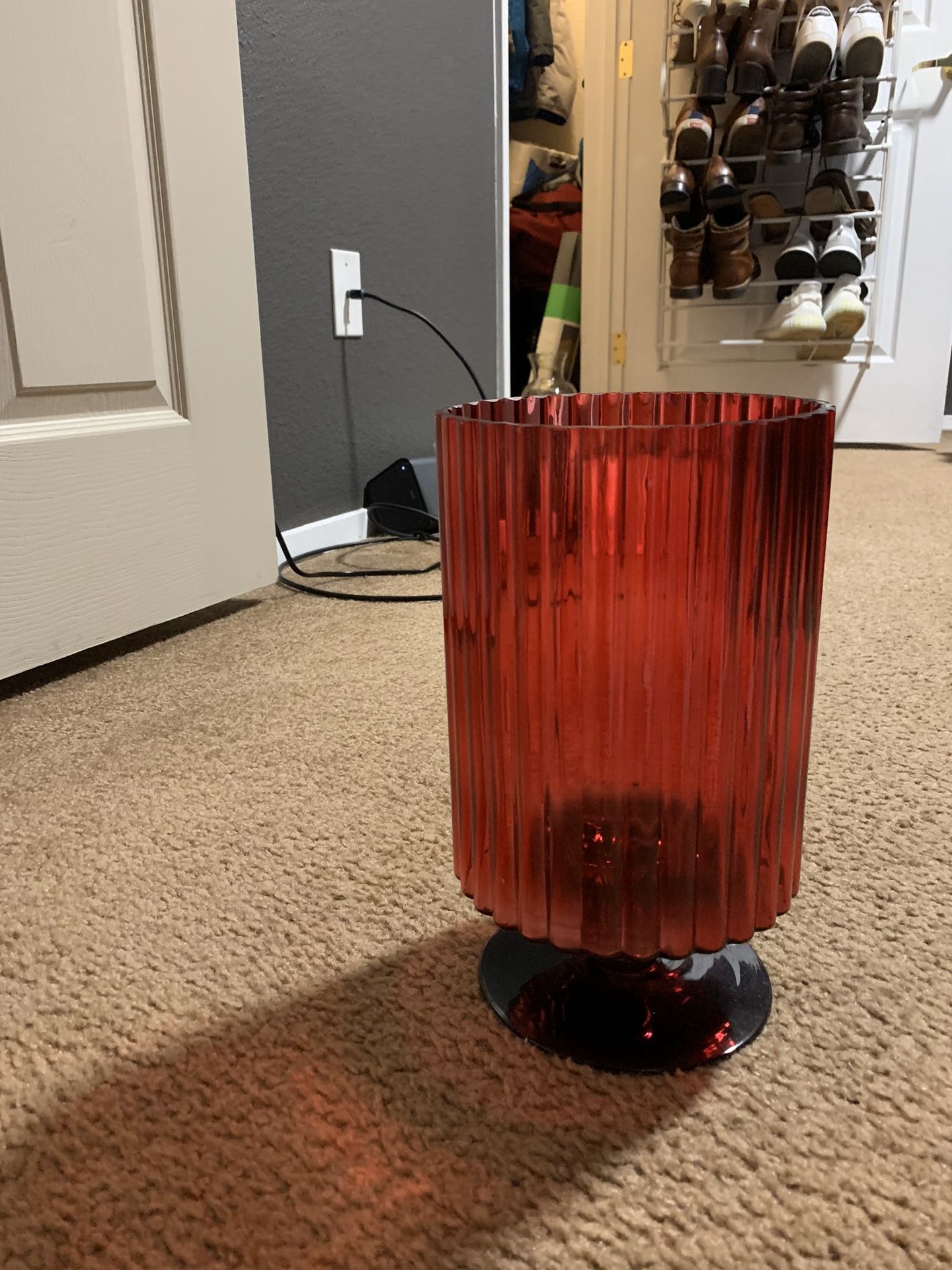 Red vase for flowers or decor
