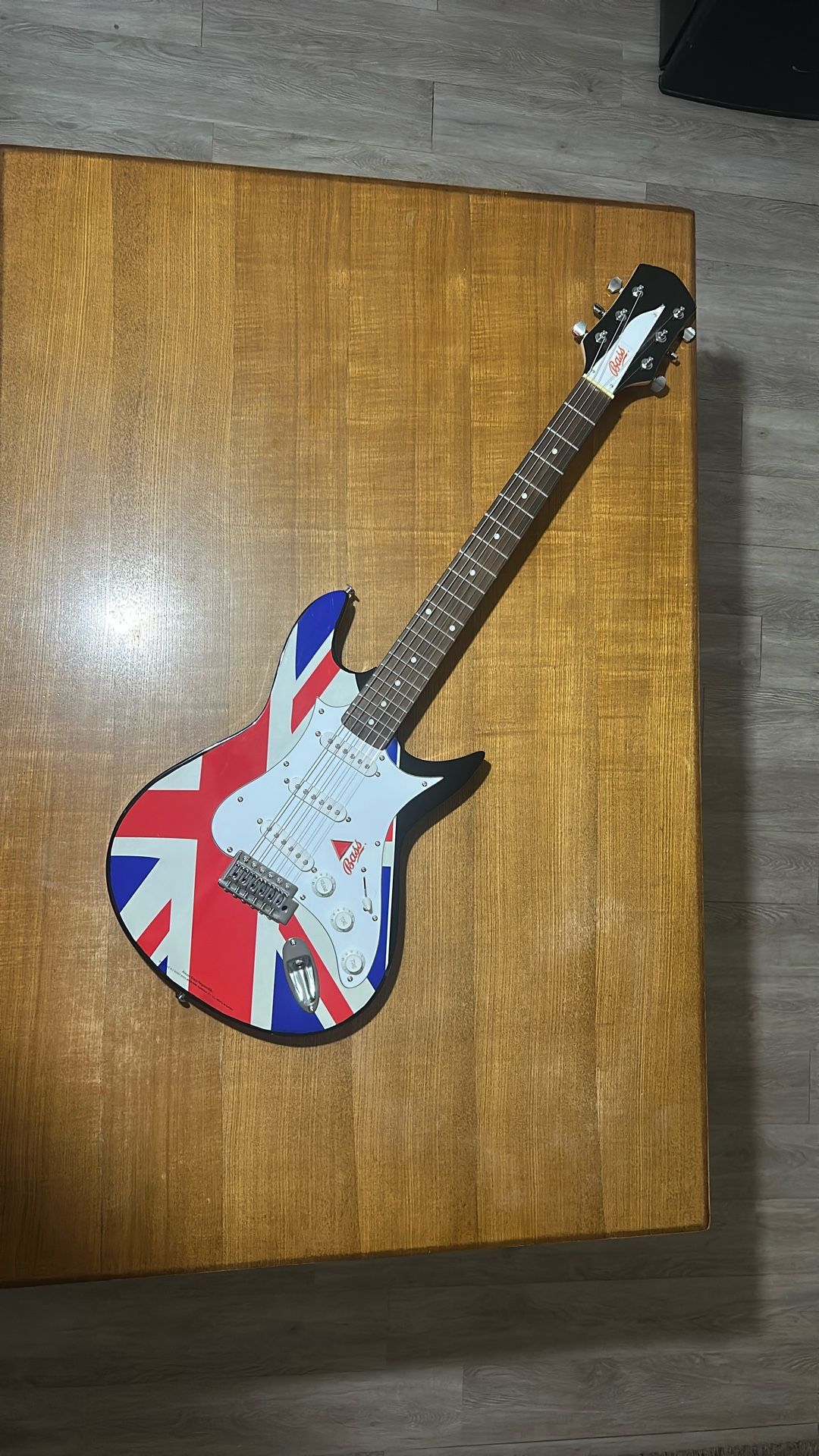 Red, Blue, and White Bass guitar