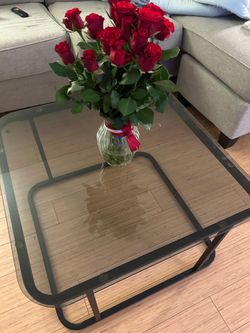 Black Glass Coffee Table – $30
