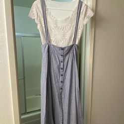 Pinstripe Overall Dress