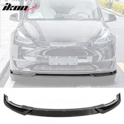 Fits 2020-2024 Tesla Model Y Gloss Black Front Bumper Lip Spoiler Splitter IKON Style PP 3PCS