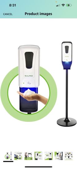 Brand New Alpine Industries Automatic Touch-Free Foam Soap-Hand Sanitizer Dispenser with Floor Stand