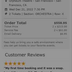 2 Disney's frozen show tickets Dec 21, 7:30pm