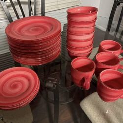 Hausenware Cranberry Swirl Dishes 