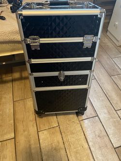 Makeup case with wheels .