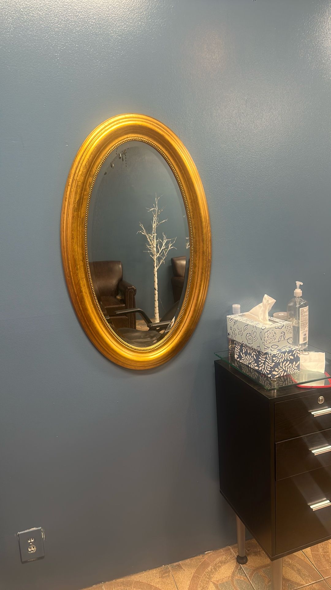 Set Of 3 Gold Antique Wood Oval Wall Mirrors  Ex