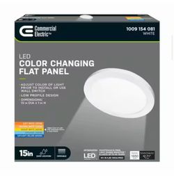 15 in. 22.5-Watt Dimmable White Integrated LED 1650 Lumens Round Flat Panel Flush Mount Ceiling Light Color Change 5CCT