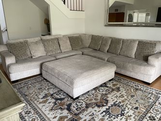 Beautiful L-Shaped Couch with Ottoman