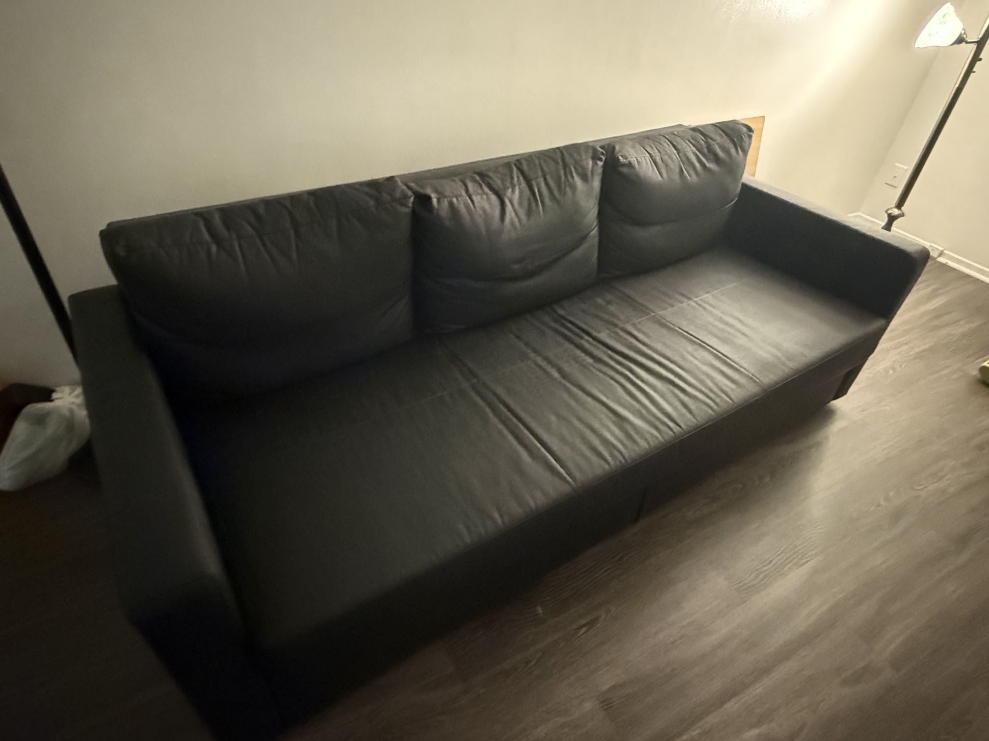 Black Faux Leather Sofa Bed 
