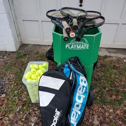 Tennis Ball Machine With Rackets and Balls 