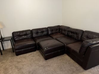 Pottery Barn Brown Leather Sectional Couch