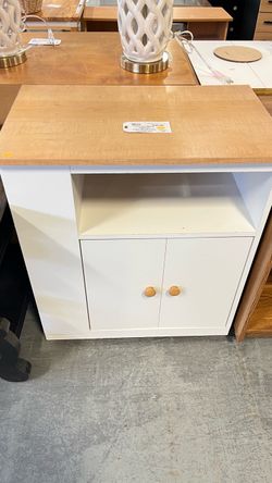 (In store) Light Wood & White Storage Cabinet