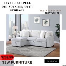 REVERSIBLE PULL OUT SOFA BED WITH STORAGE