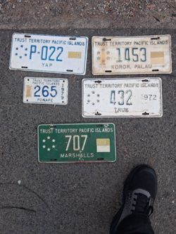 Trust Territory Pacific Islands License Plates Set of 5