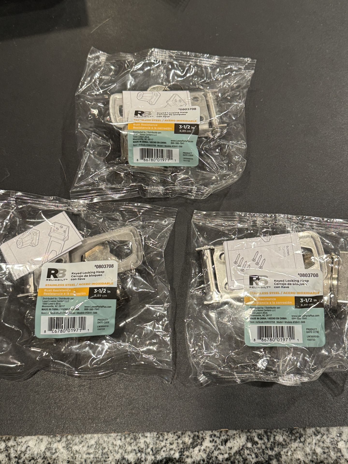 3 New RELIABILT 3-1/2-in Stainless steel Keyed hinge hasps Item #803708 | Model #S841-588