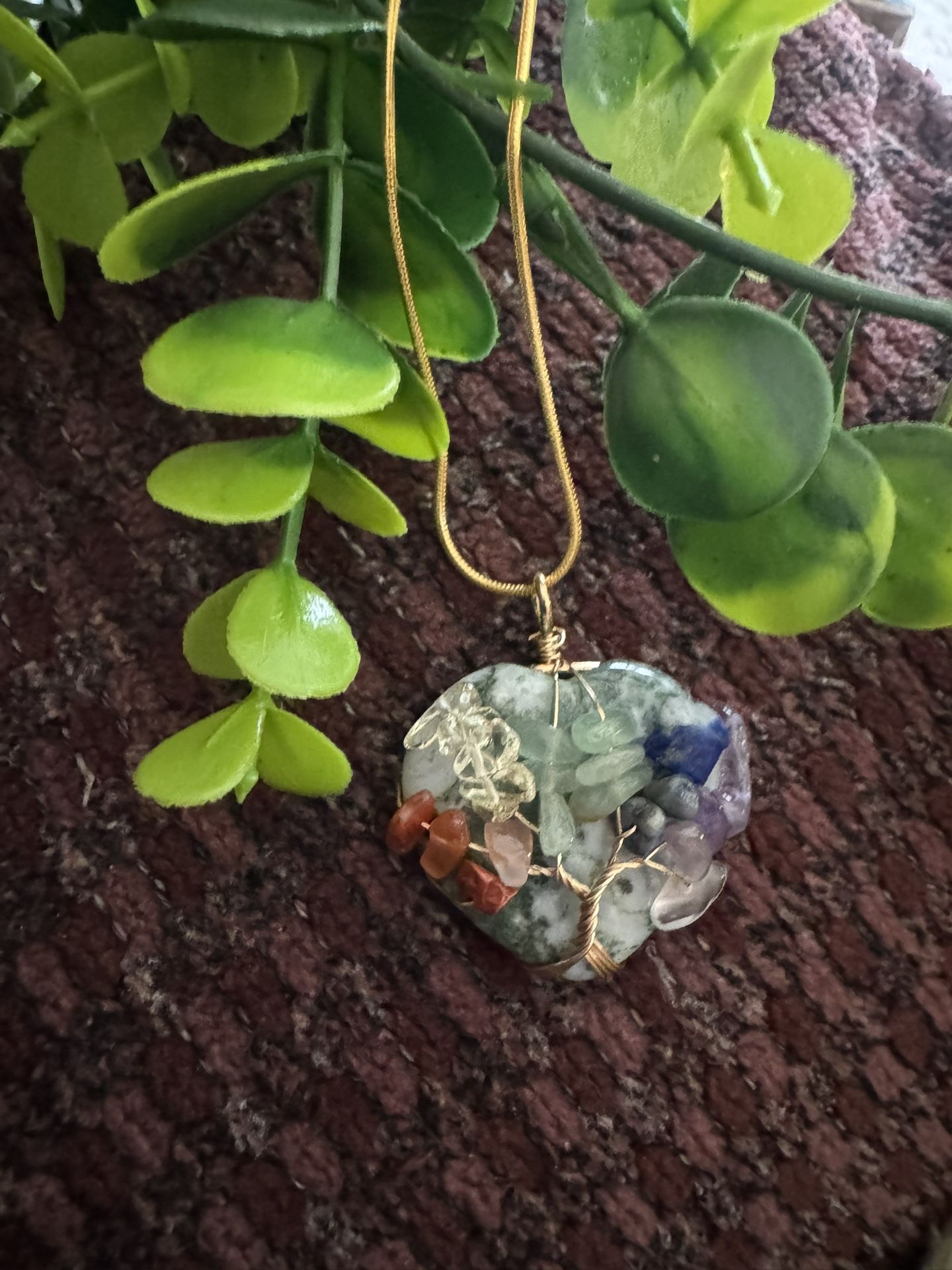 Newer Heart Shaped Jade Tree of Life Pendant on 18" Chain