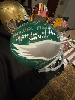 Full Size Replica Autographed Randall Cunningham Helmet.