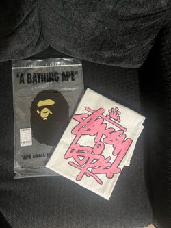Bape x Stussy shirt (pink white)
