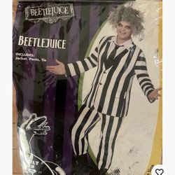 Beetlejuice Adult Plus Size 2X Costume w/ Wig – Jacket-Pants No Tie