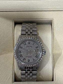 Rolex date just iced out bust down diamond watch
