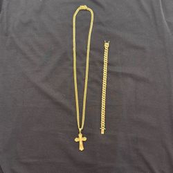Cadena Y Manilla 14 K Solid 