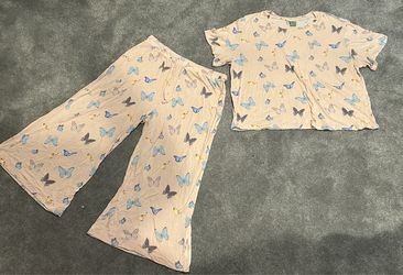 Honeydew Pink Butterfly Pajama Set