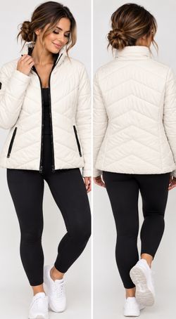 Free Country White Quilted Fleece Lined Puffer Jacket XL