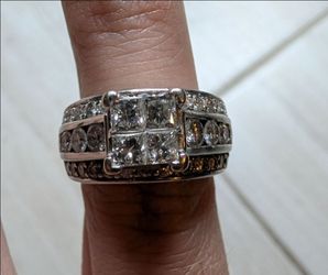 14k white gold natural diamond engagement ring size 6.5