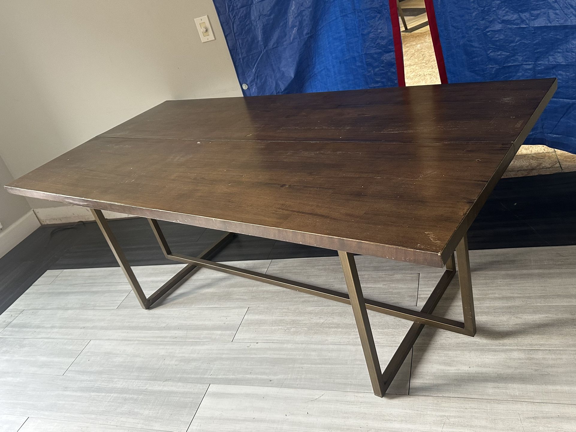 84”L wood table.