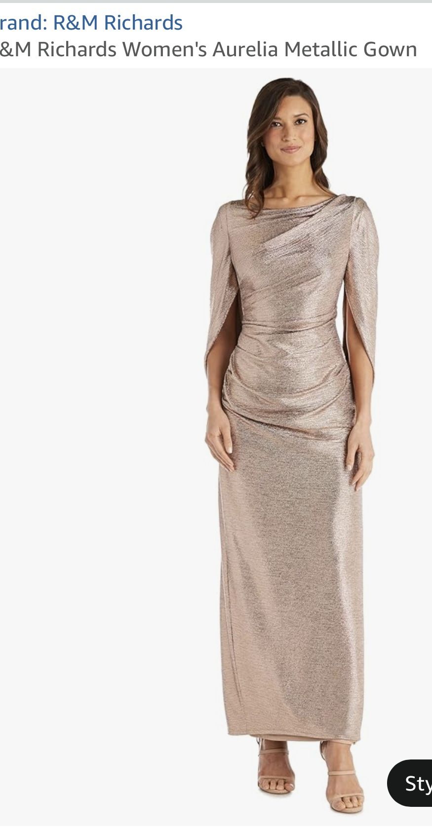 R&M Richards Rose Gold Metallic Gown