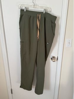 Figs high waisted straight leg scrub pant- Moss XXL/T