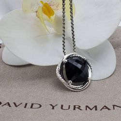 David Yurman Sterling Silver & Black Onyx Infinity Pendant Necklace 