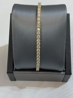 14K Yellow Gold Diamond Tennis Bracelet 7.0 Ct Natural Diamonds 
