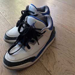 Blue Jordan 3s Size 2 Youth 