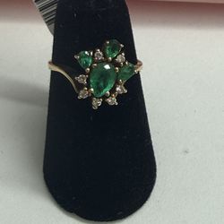 18k Emerald & Diamond Wms Ring
