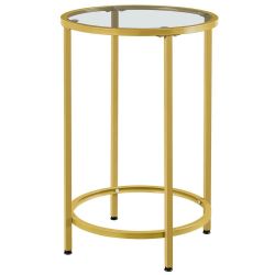 Glass End Table Small Coffee Accent Table Nightstand W/ Glass Set of 2 2