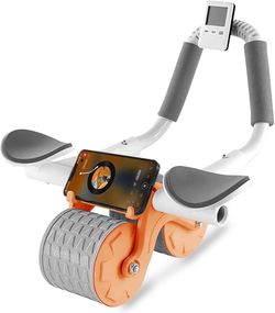 Ab Roller Wheel with Knee Mat &Timer - Automatic Rebound Abdominal Wheel with Elbow Support, Abs Workout Equipment for Core Strength Training, Ab Exer