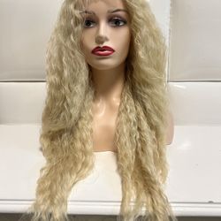 Synthetic Lace Front wig-Blonde Long Curly wig- brand new $60- peluca larga rizada nueva
