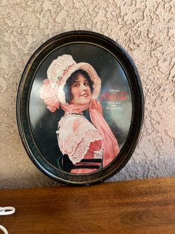 Vintage 1972 Coca-Cola Victorian Lady Metal Serving Tray