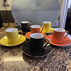 Polka Dot Espresso Cup and Saucer Set
