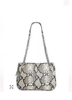 Snake Print Shoulder Bag with Chain Strap
