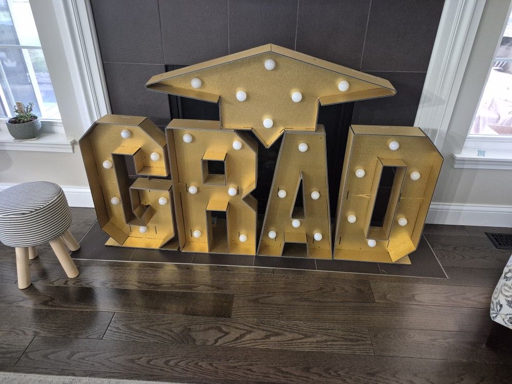 Grad Party Sign Decoration -3ft X 5ft With Lights