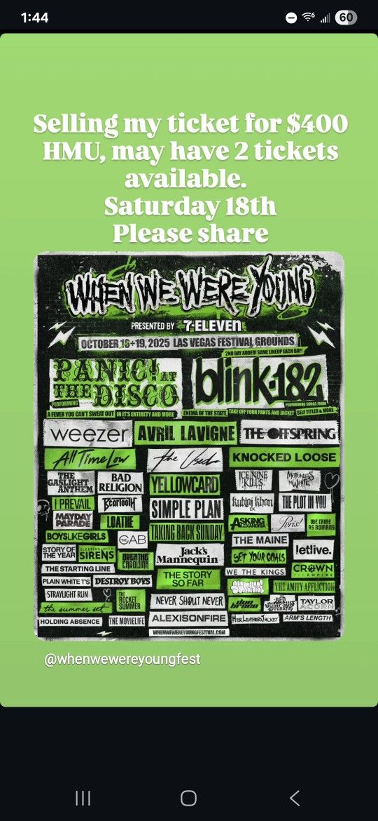 When We Where Young Ticket