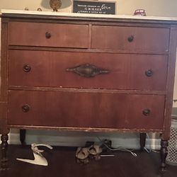 Antique Dresser With Marble Top (Top Just Sits It’s Not Secured Down)