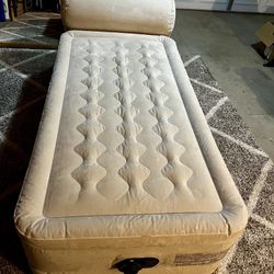 Twin Air Mattress 19” High With Headboard And Built In Electric Pump