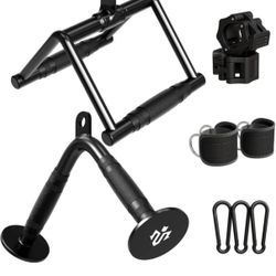 Cable Attachments for Gym, Heavy-Duty Cable Machine Attachment Set with LAT Pulldown, V Bar, Double D Handle, Ankle Straps, and Barbell Clamps